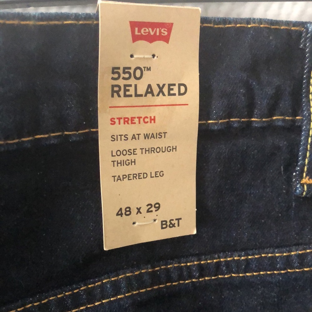 NWT Levi’s 550’s 48x29 Big and Tall Stretch Waterless Dark Wash Men’s Denim - Picture 8 of 9